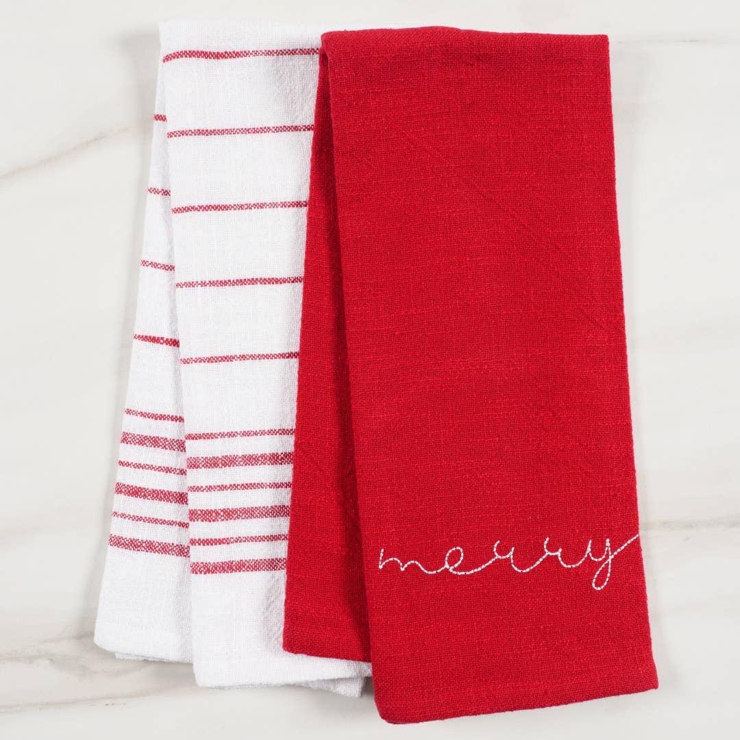 Holiday Embroidered Set Of 2 Kitchen Towels, 18"x28"  KAF Home   