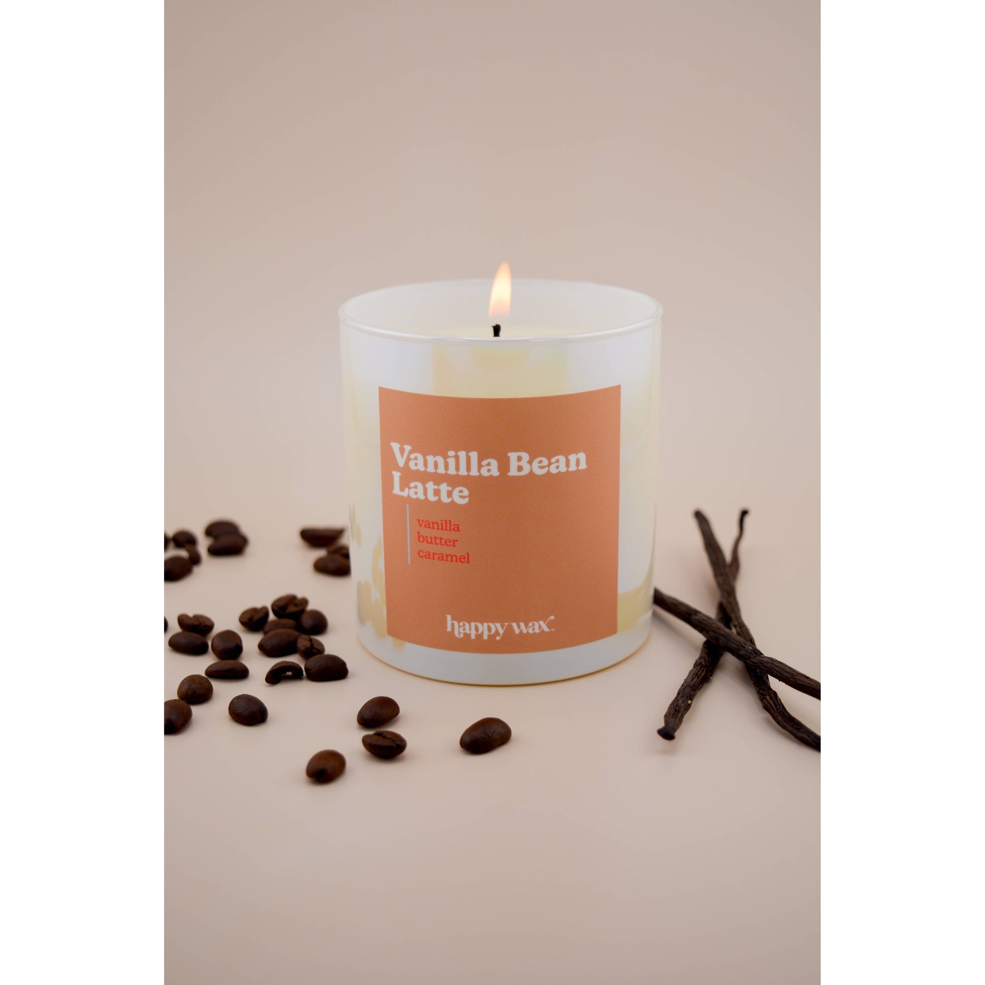 Vanilla Bean Latte Single Wick Candle  Happy Wax   