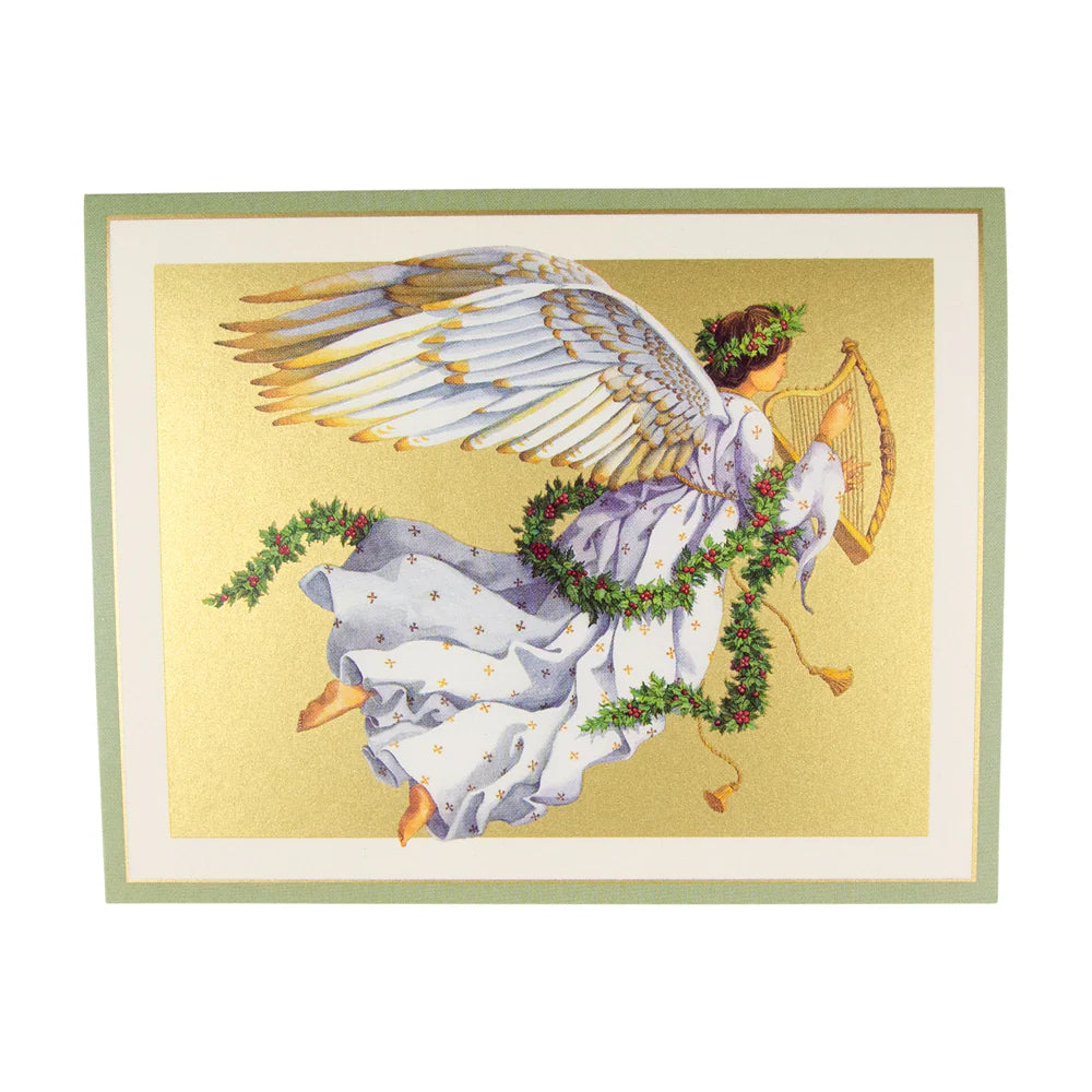 Angel With Harp - Boxed Holiday Cards  Caspari   