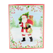 Santa With Botanical Border - Boxed Holiday Cards  Caspari   