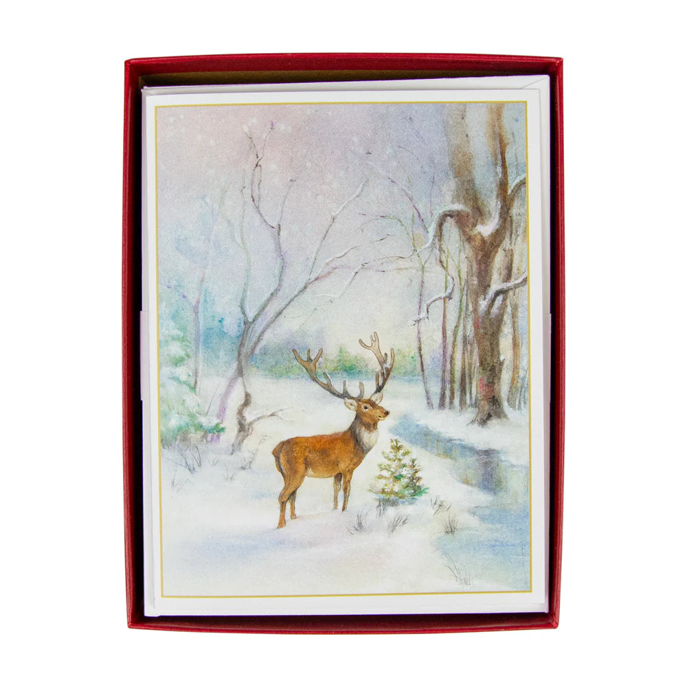 DeerIn Snowy Wood - Boxed Holiday Cards  Caspari   