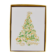 Calligraphy Christmas Tree Foil - Boxed Holiday Cards  Caspari   