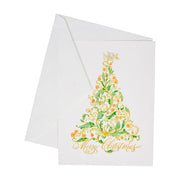 Calligraphy Christmas Tree Foil - Boxed Holiday Cards  Caspari   