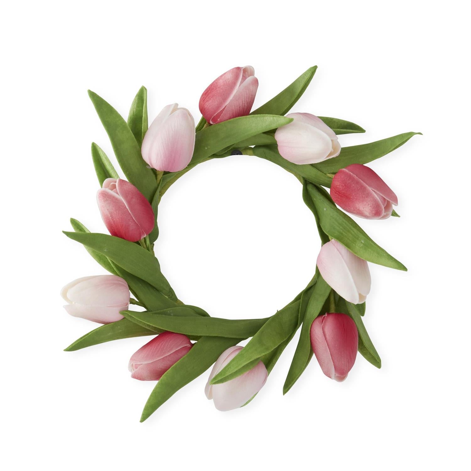 Real Touch Mini Tulip Candle Ring 8.5" K&K Pink/Rose