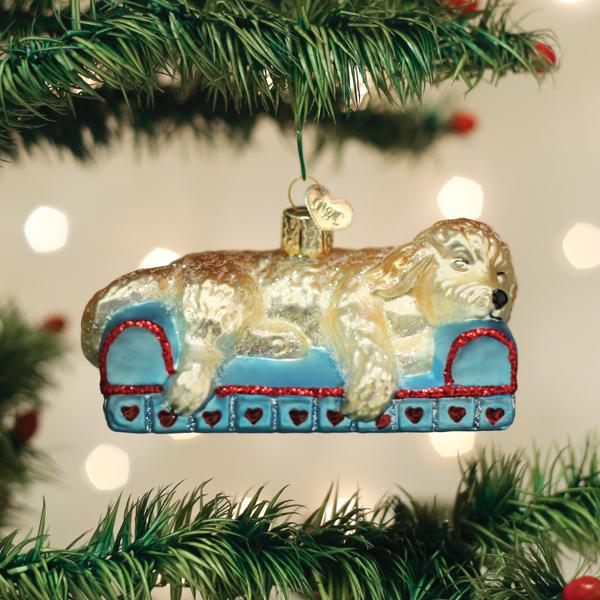 Sleepy Doodle Dog Ornament  Old World Christmas   