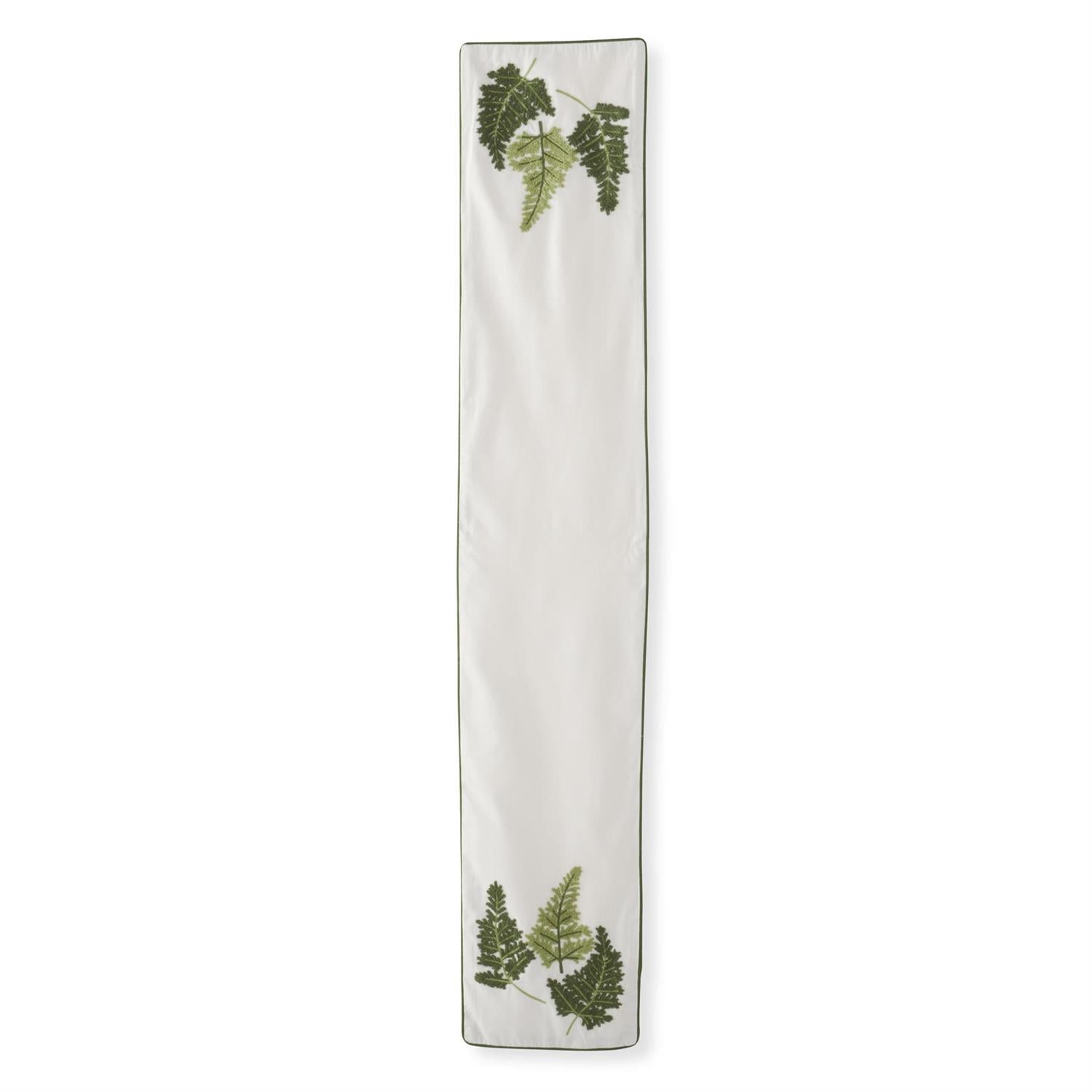 72 Inch Embroidered Fern Table Runner K&K