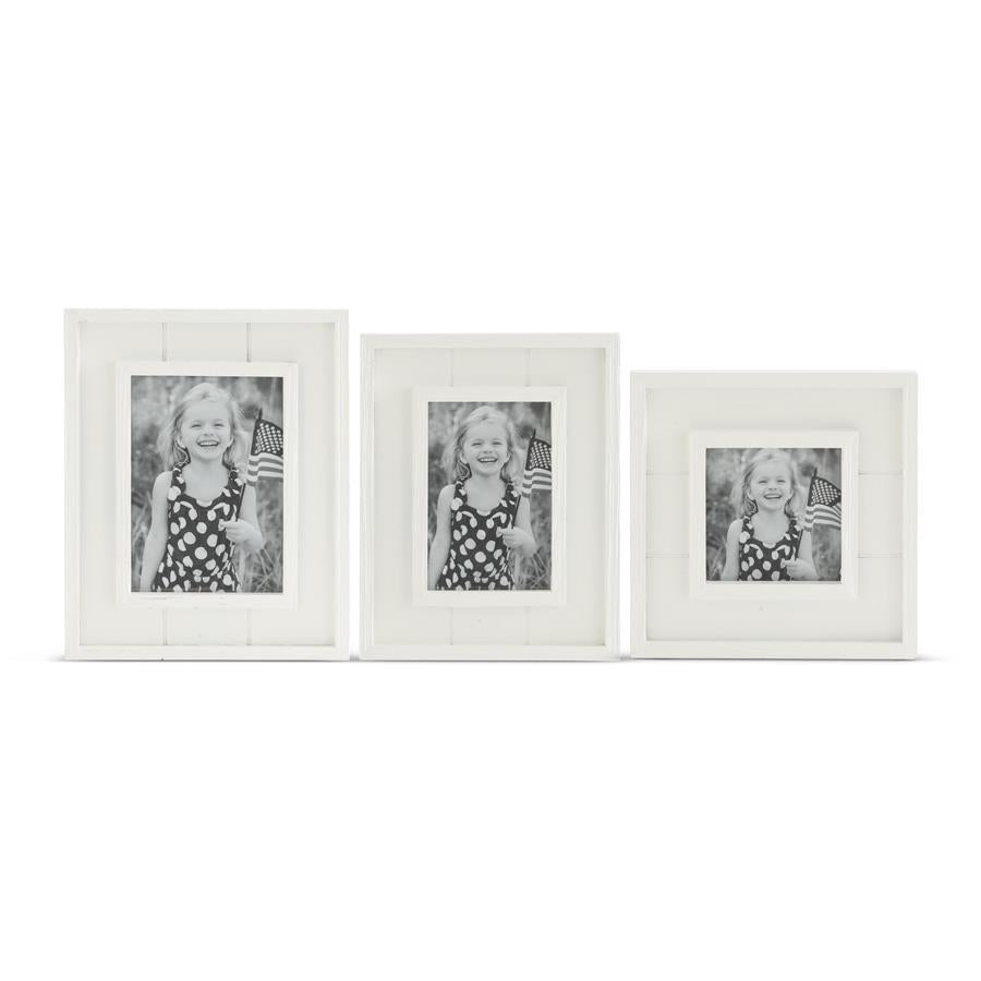 White Wood Square Photo Frames K&K