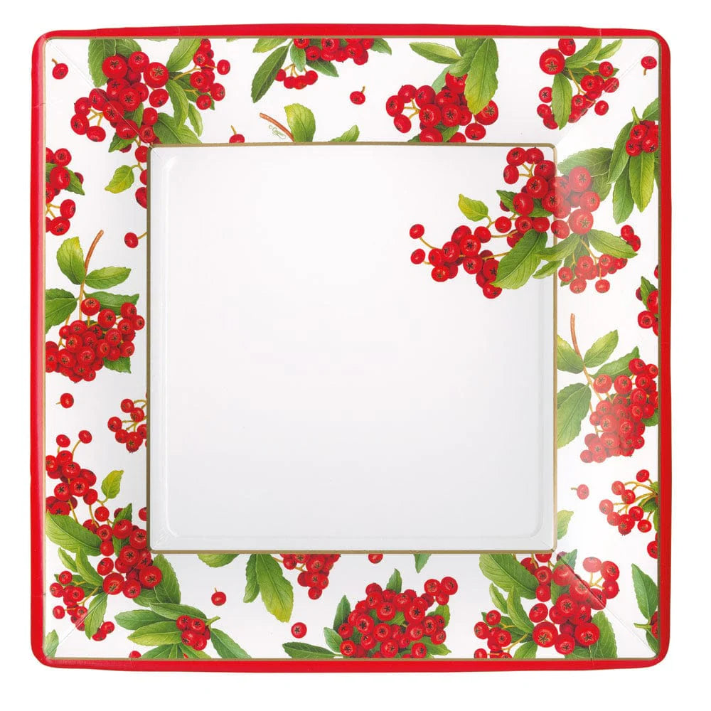 Christmas Berry Red Square - Dinner Plates  Caspari   