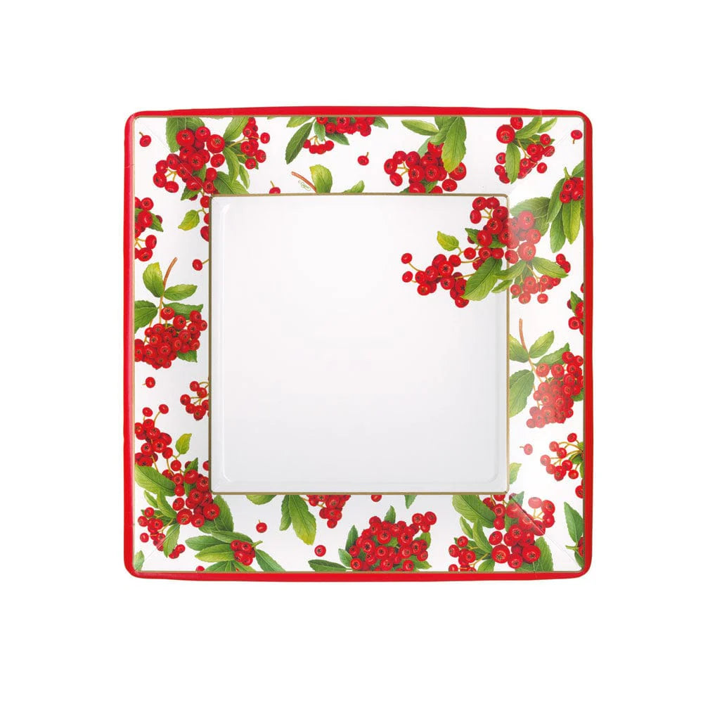 Christmas Berry Red - Salad/Dessert Plates Square  Caspari   