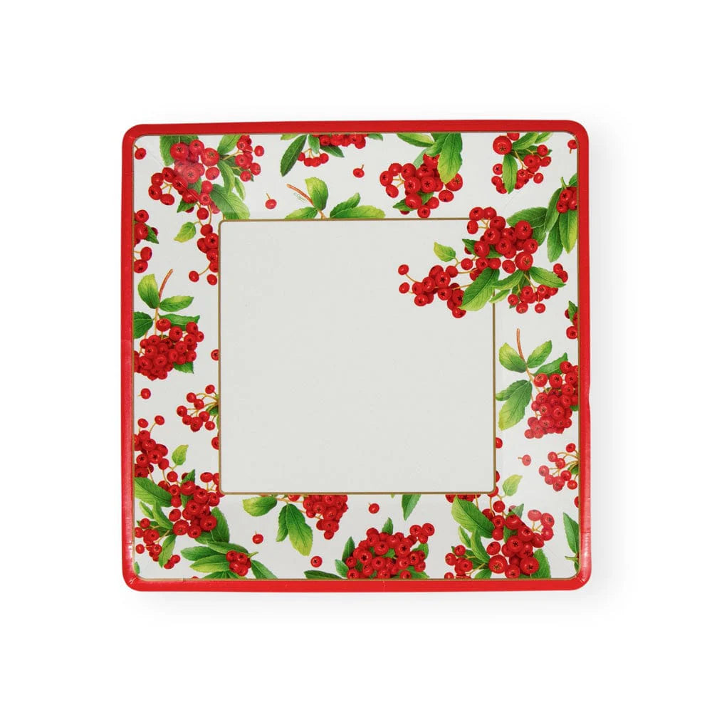 Christmas Berry Red - Salad/Dessert Plates Square  Caspari   