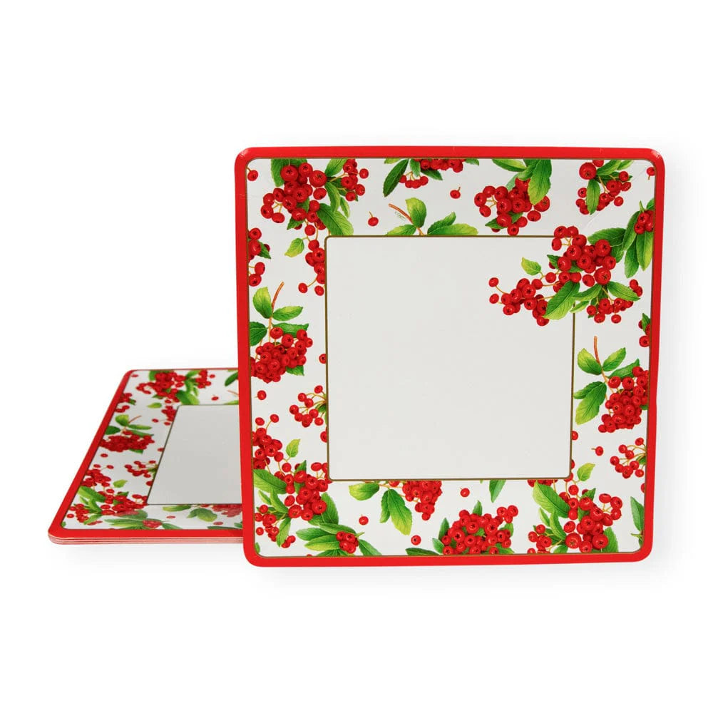 Christmas Berry Red - Salad/Dessert Plates Square  Caspari   