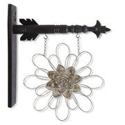 13.5 Inch Gray Metal Wire Flower w/Resin Center Arr K&K