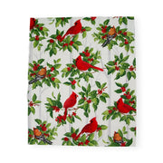 Guest Towel Napkin -  Holly And Songbirds White/Silver  Caspari   