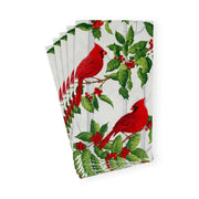 Guest Towel Napkin -  Holly And Songbirds White/Silver  Caspari   