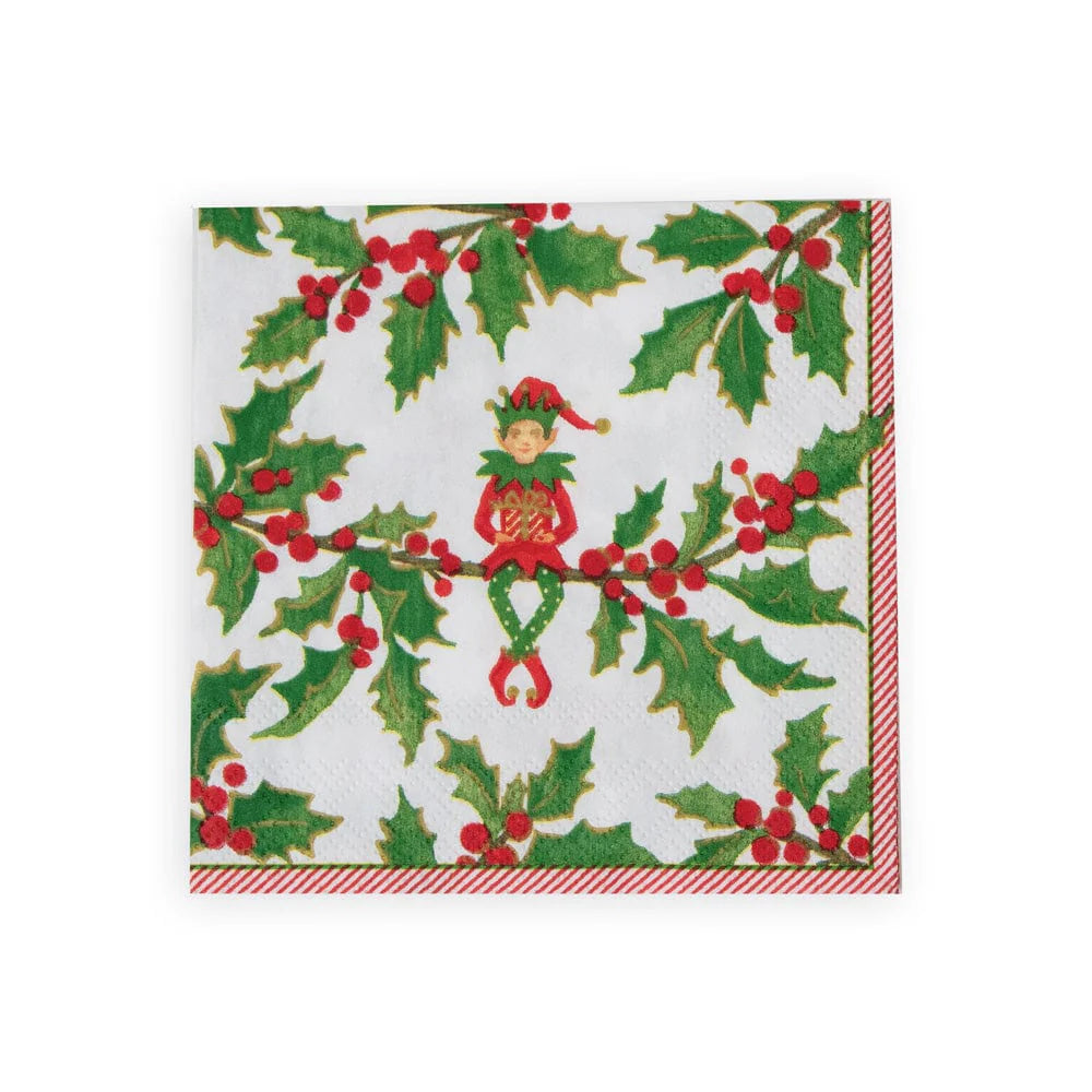 Cocktail Napkin - Jingle Elves  Caspari   