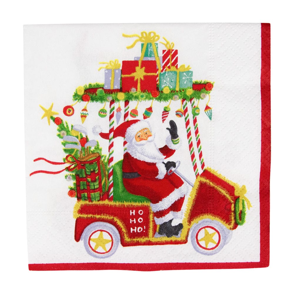 Cocktail Napkin - Santa's Golf Cart  Caspari   