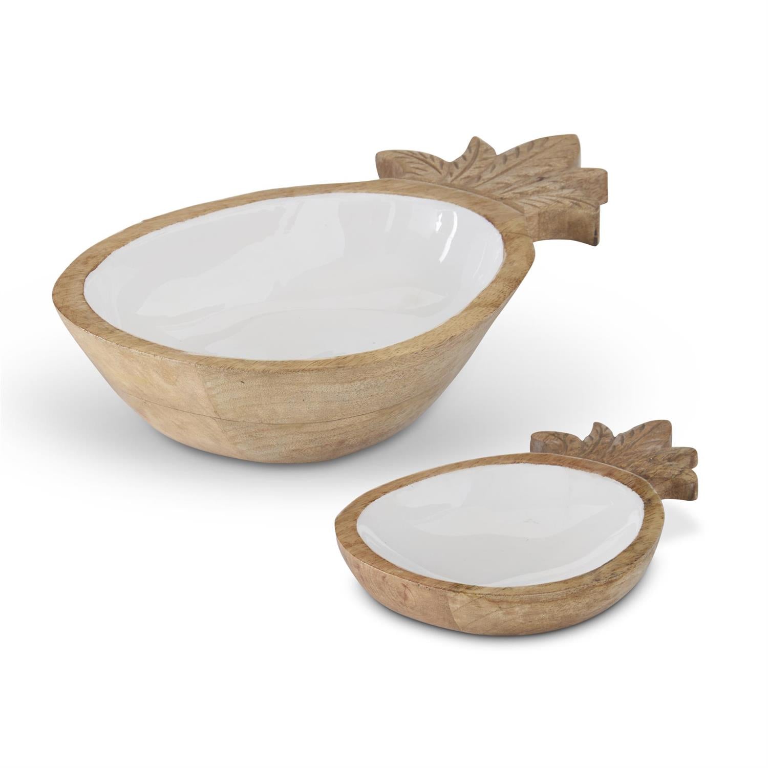 Carved Wood Pineapple Bowls  K&K   