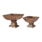 Square Wood Bowls on Pedestals K&K