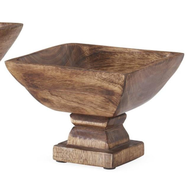 Square Wood Bowls on Pedestals K&K Small