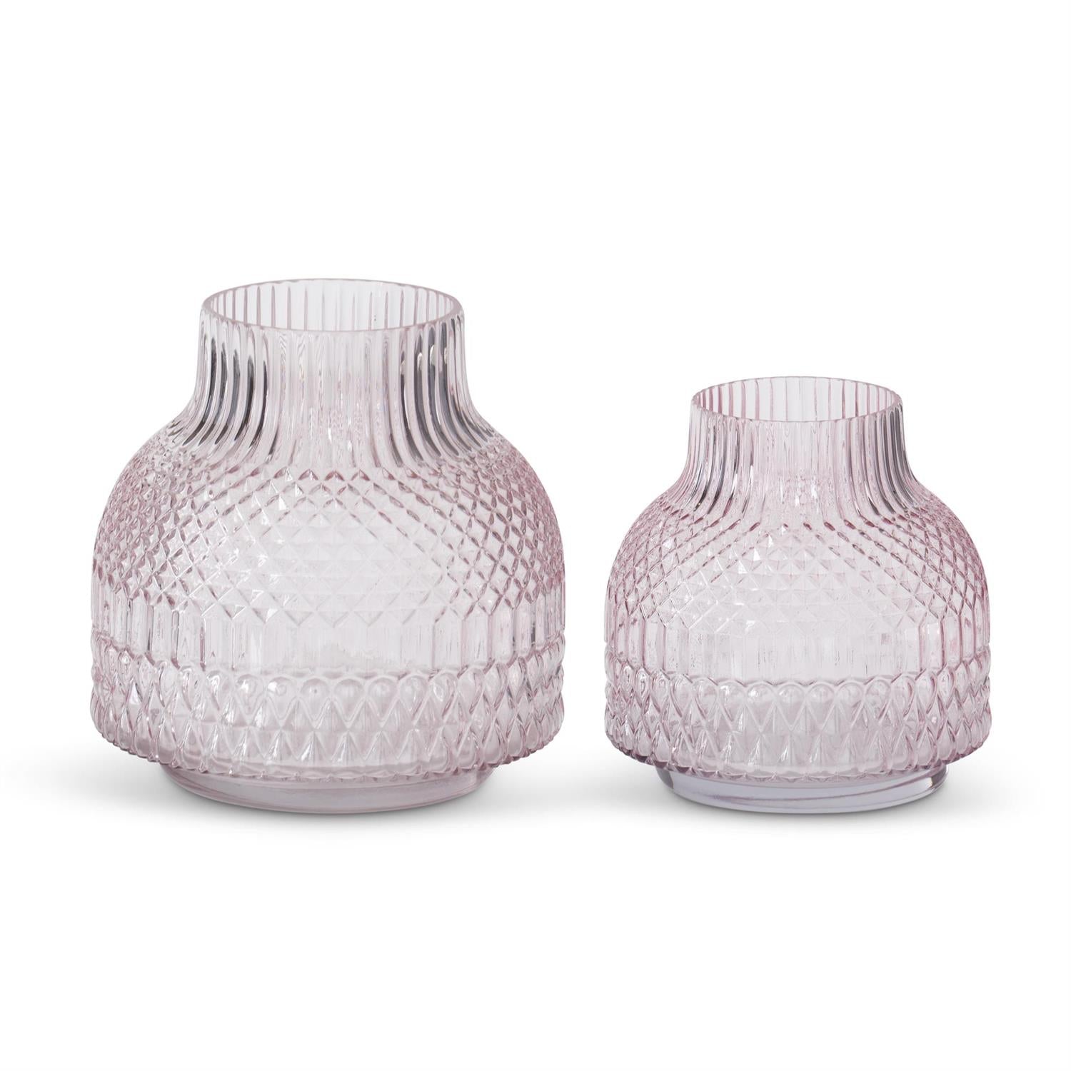 Pink Pressed Glass Vases K&K