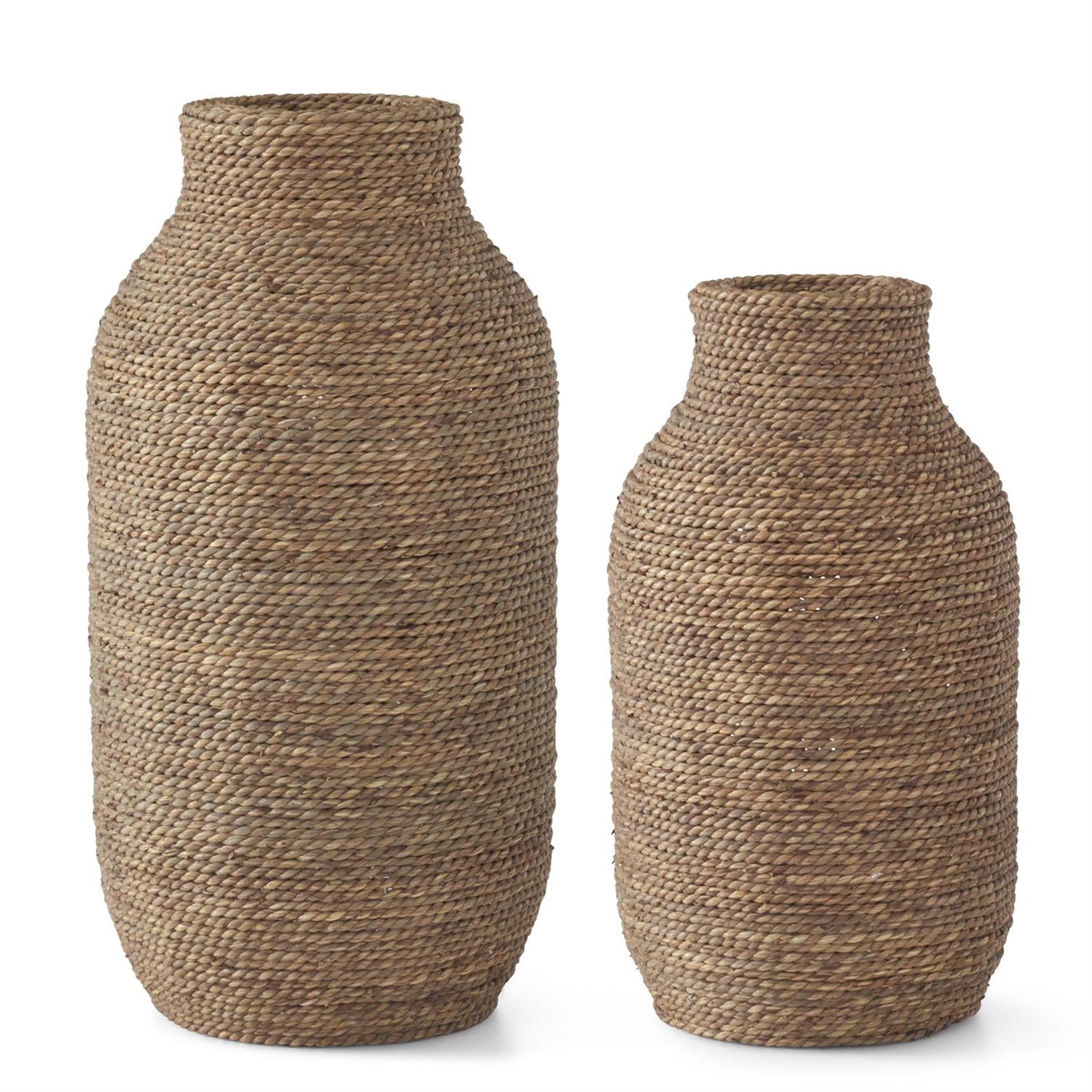 Woven Grass & Wood Vases K&K