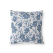 18 Inch Square White Linen & Blue Embroidered Flora K&K