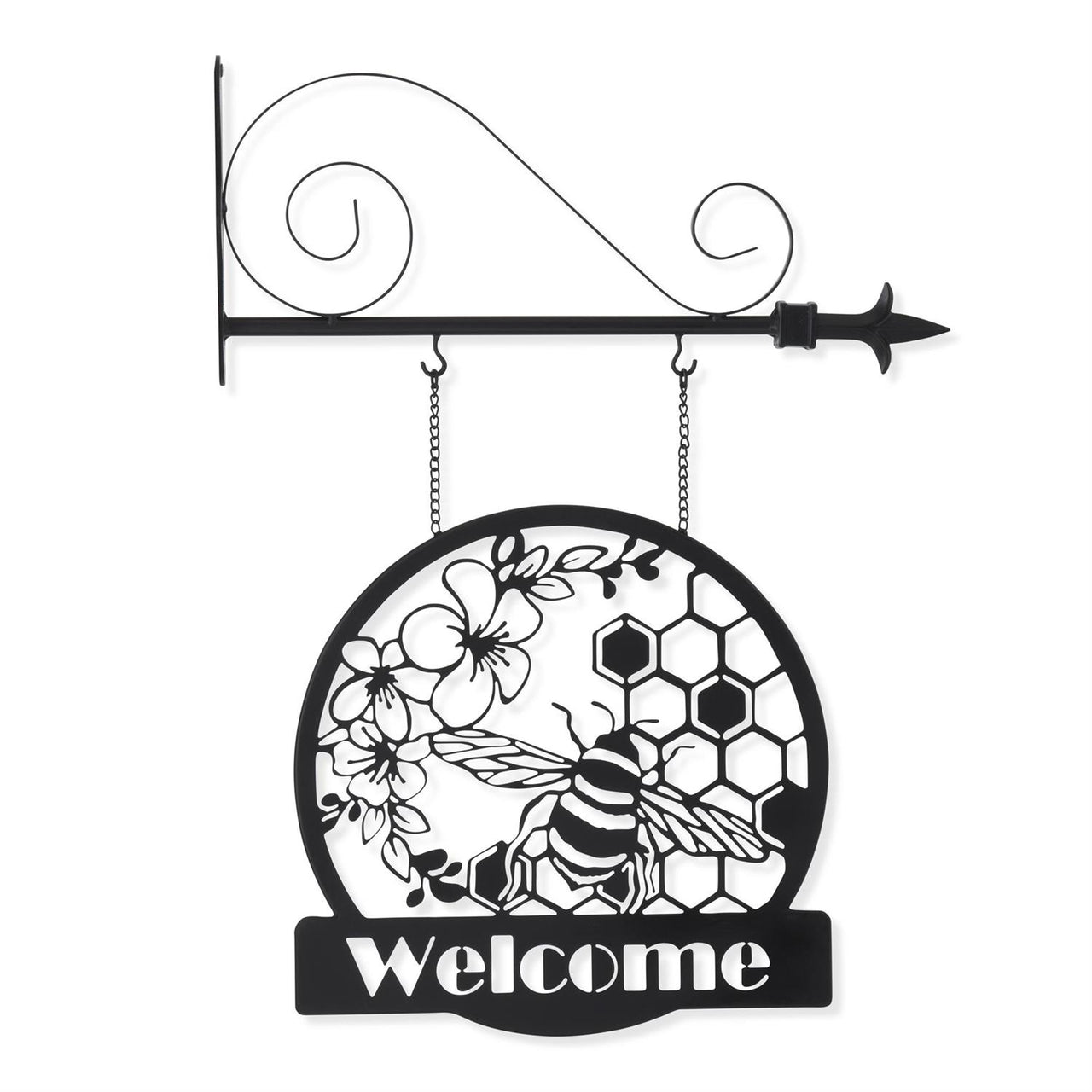 13 Inch Black Metal Cutout Bee WELCOME Sign Arrow R K&K