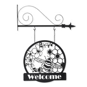 13 Inch Black Metal Cutout Bee WELCOME Sign Arrow R K&K