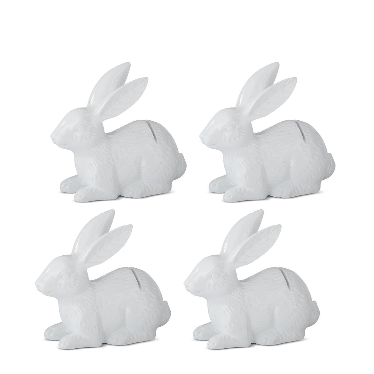 Box of 4 3 Inch White Resin Easter Bunny Place Card K&K