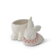 White Porcelain Easter Bunny w/Pink Flowers K&K