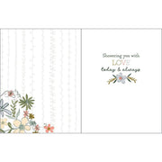 Wedding Greeting Card - Shower Flowers and Bird GINA B DESIGNS