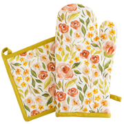 Spring Garden Oven Mitt + Pot Holder Set Elyse Breanne Design