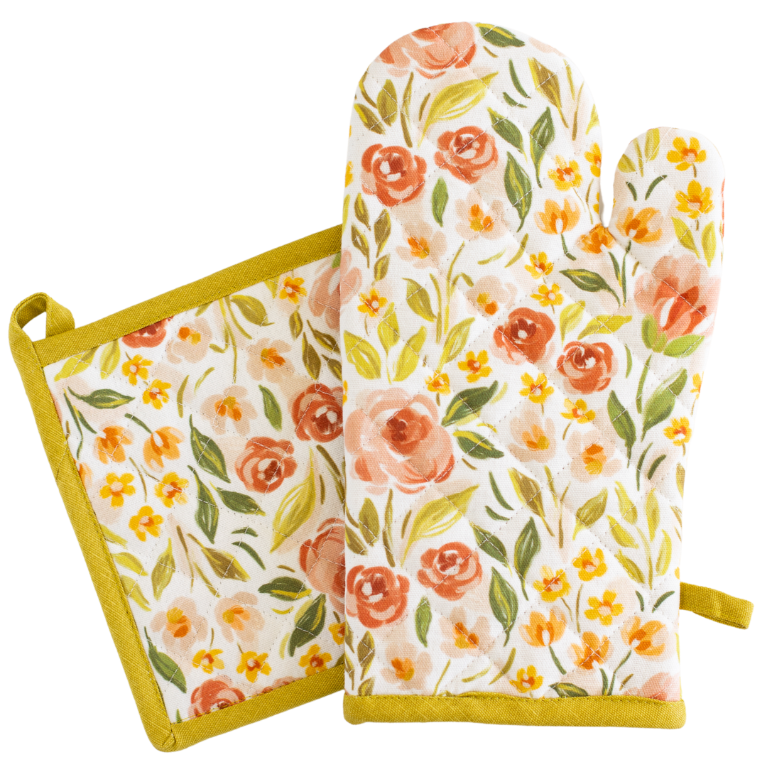 Spring Garden Oven Mitt + Pot Holder Set Elyse Breanne Design