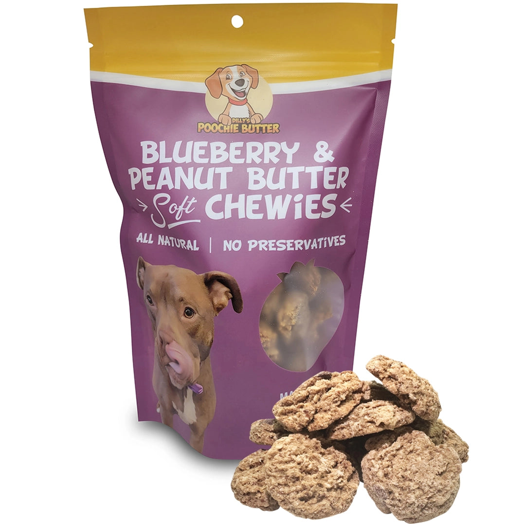 Peanut Butter & Blueberry Soft Chewy Dog Treats  Dilly's™ Poochie Butter   