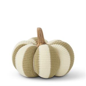 Khaki Green & Cream Vertical Striped Pumpkin  K&K Small  