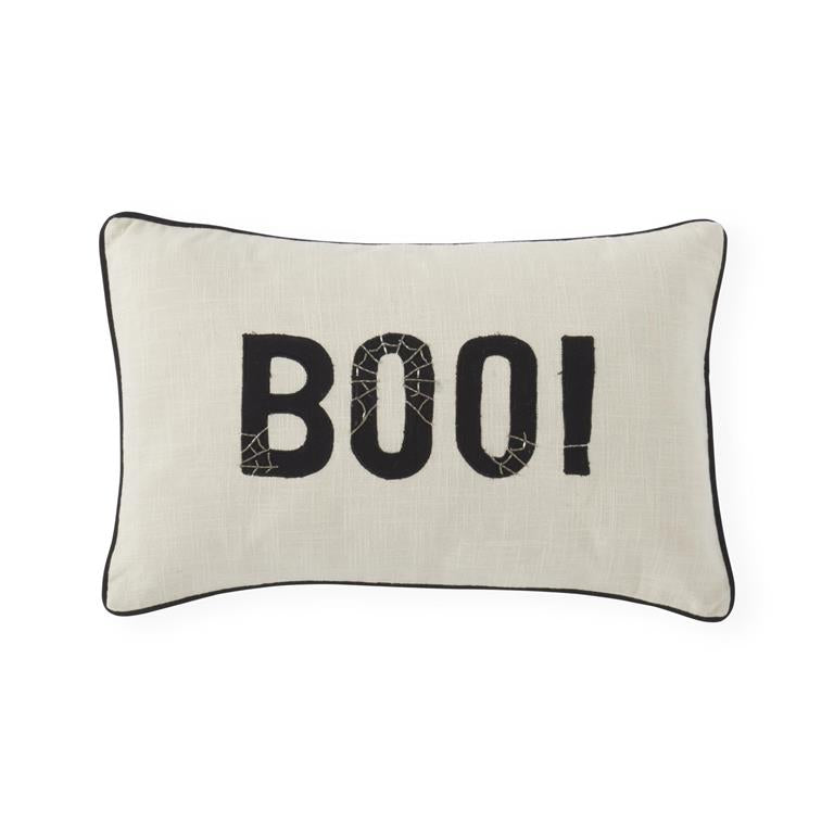 Cream BOO Embroidered Lumbar Pillow  K&K   