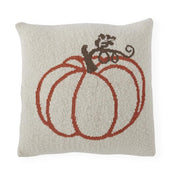 Cream Cotton Knit Pillow w/Orange Pumpkin  K&K   