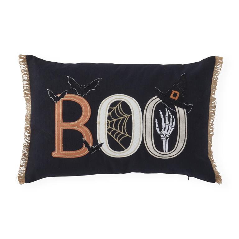 Lumbar Black Halloween BOO Pillow  K&K   