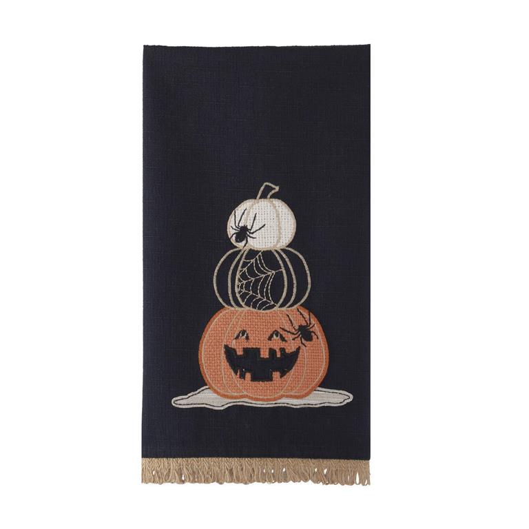 Black Halloween Jack O Lantern Tea Towel  K&K   