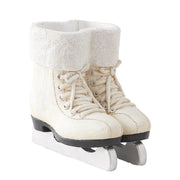 White Resin Pair of Ice Skates w/Glitter  K&K   