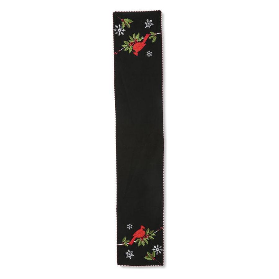 Black Table Runner w/Embroidered Cardin  K&K   