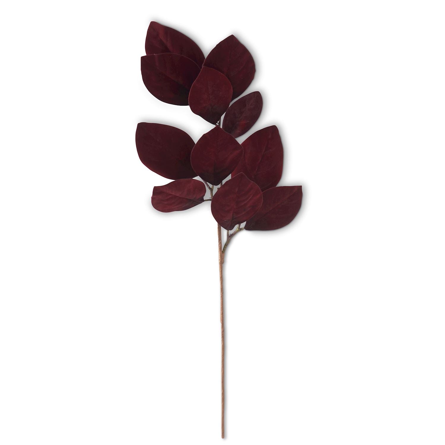 Burgundy Velvet Magnolia Leaf Spray  K&K   