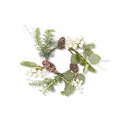 Mixed Pine Eucalyptus White Berries & Pinecone Candle Ring  K&K   