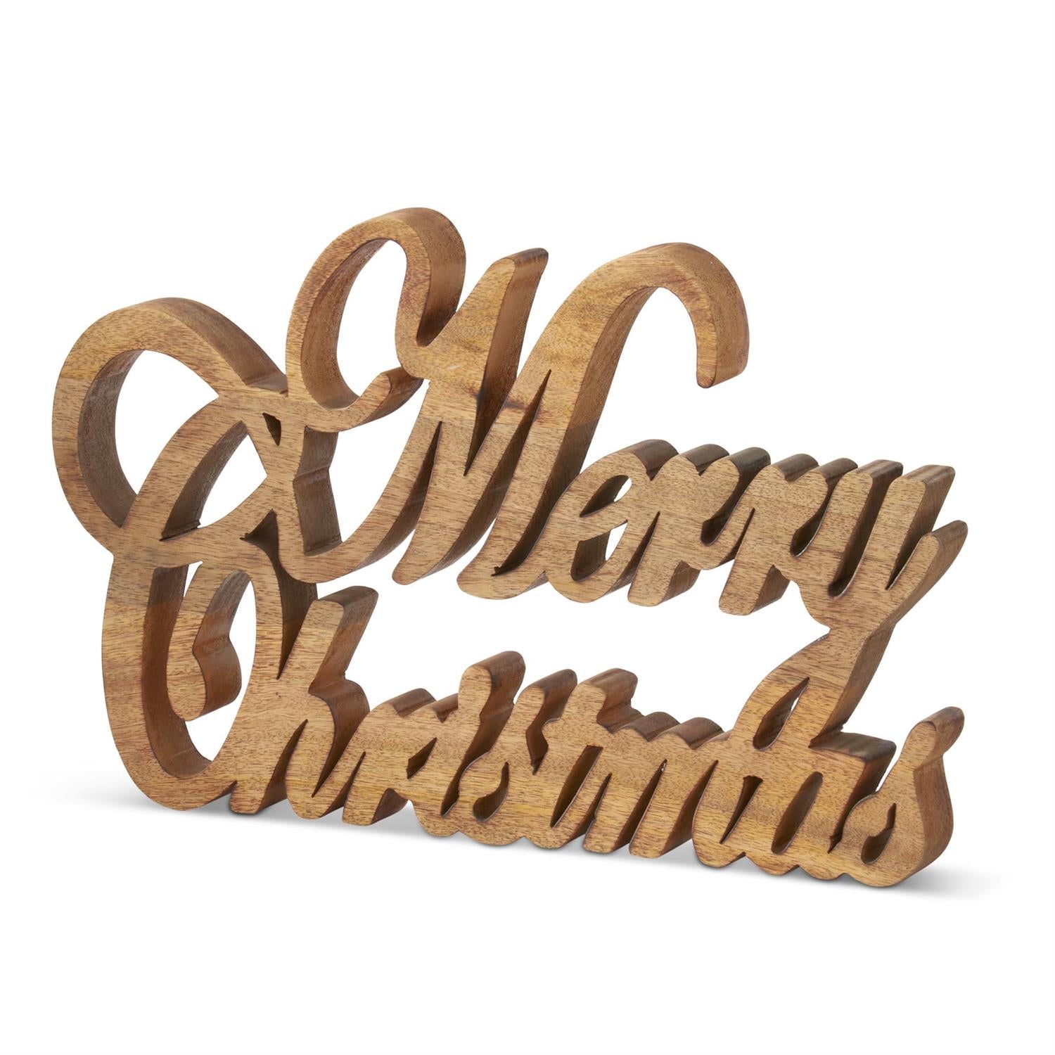 Dark Brown Wood MERRY CHRISTMAS Cutout