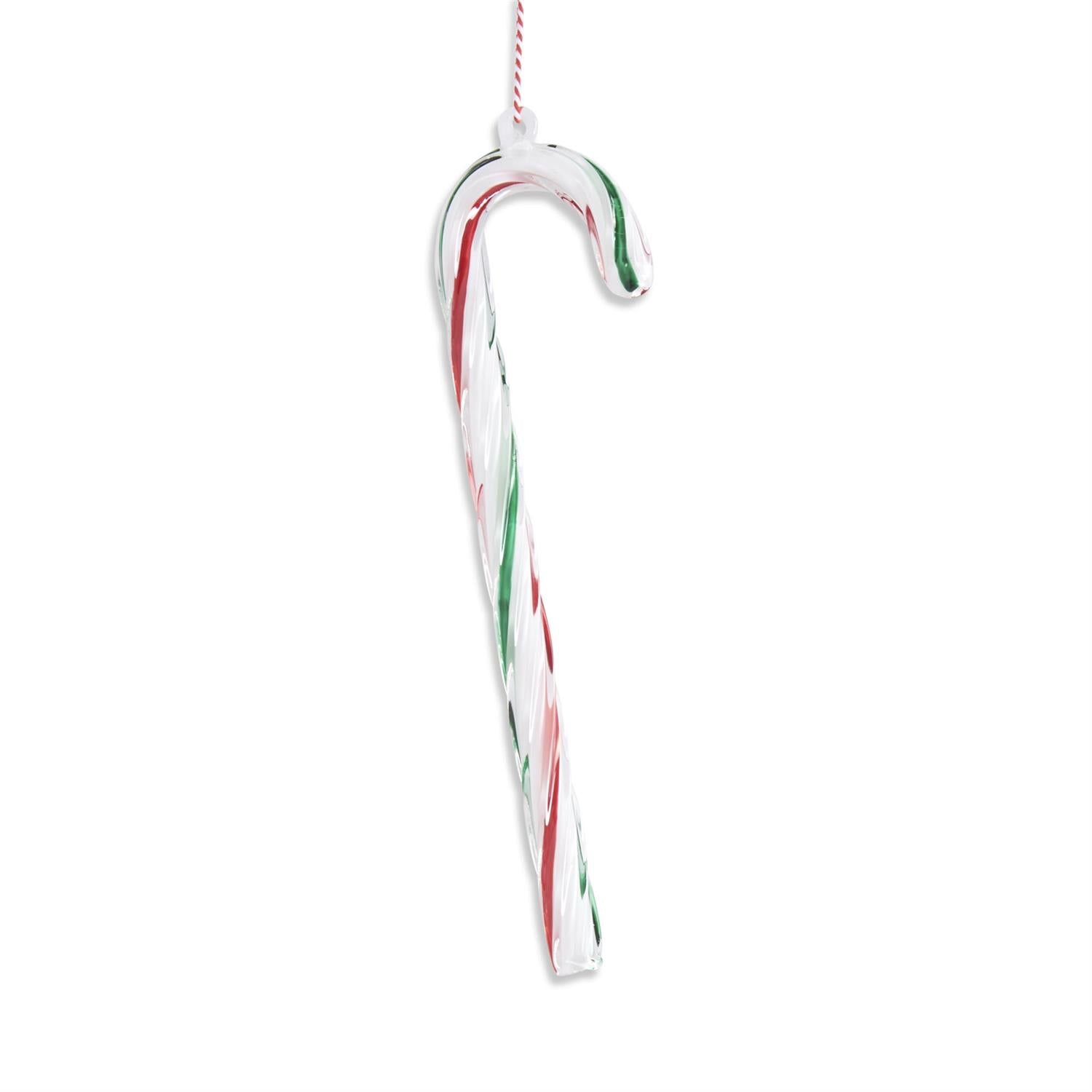 Blown Glass Candy Cane Ornament  K&K Green  