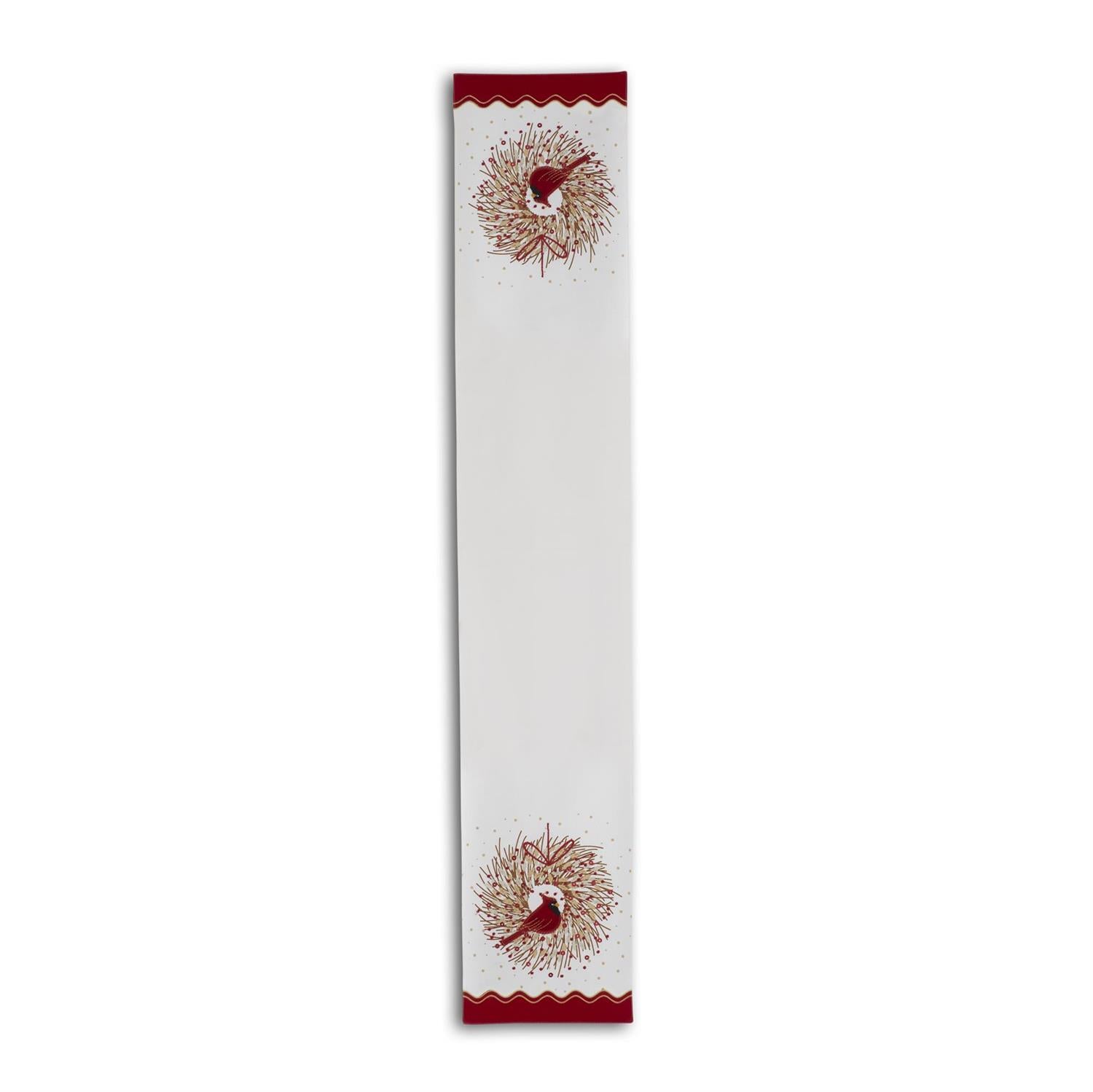 Cardinal Wreath w/Sequins Table Runner  K&K   