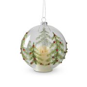 LED Clear Glass Ornament w/Jeweled Christmas Trees  K&K   