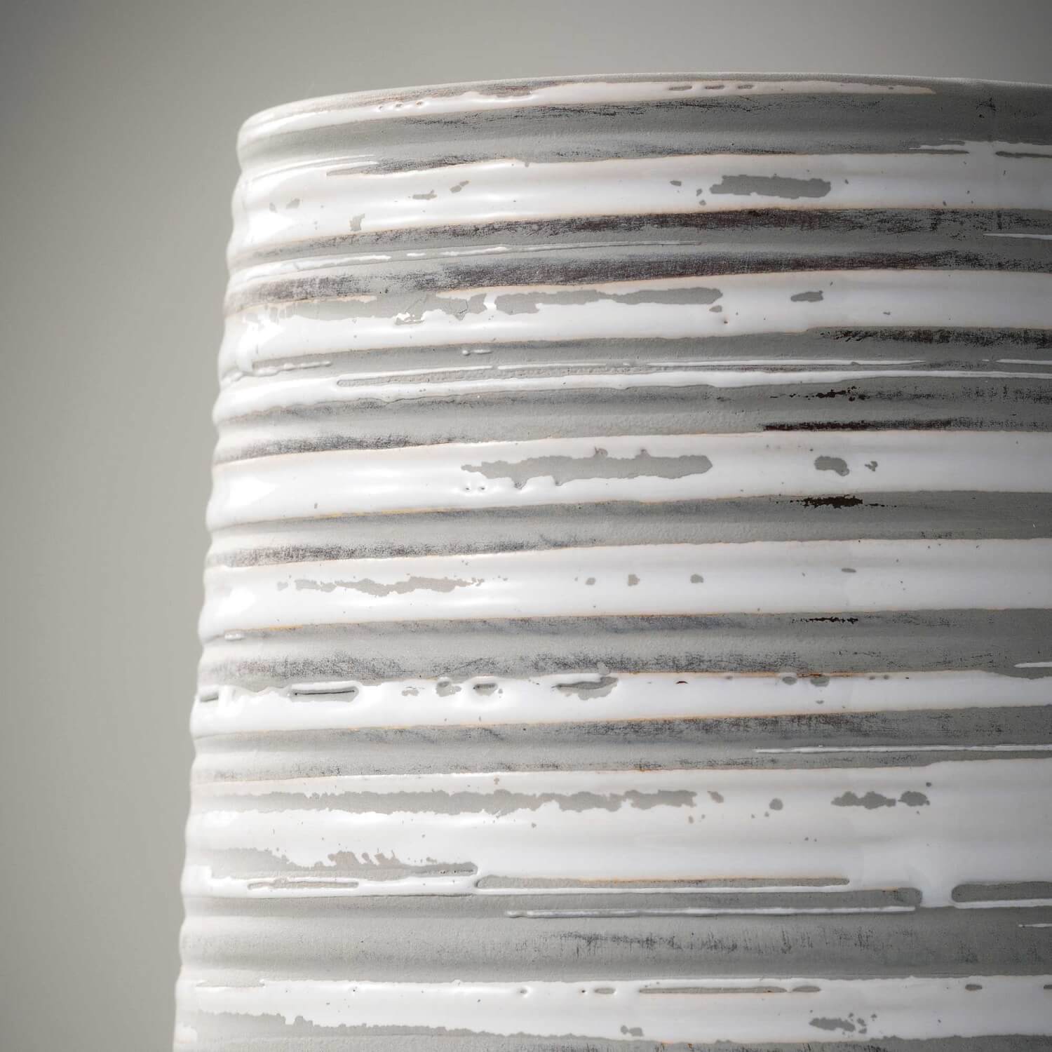 Tall Striped Gray White Vase Sullivans