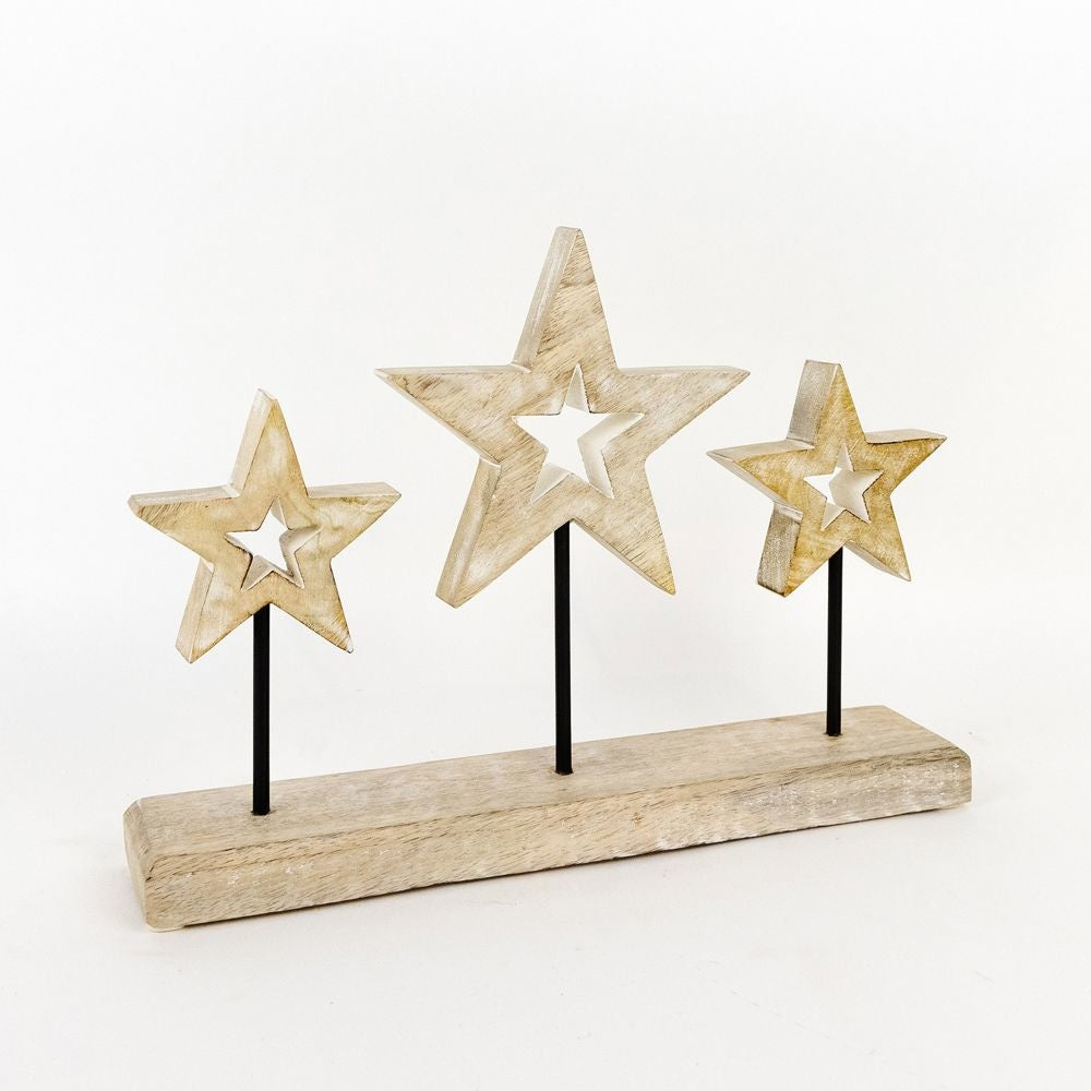 Mango Wood Cutout On Stand - Stars Adams Christmas Adams & Co.   