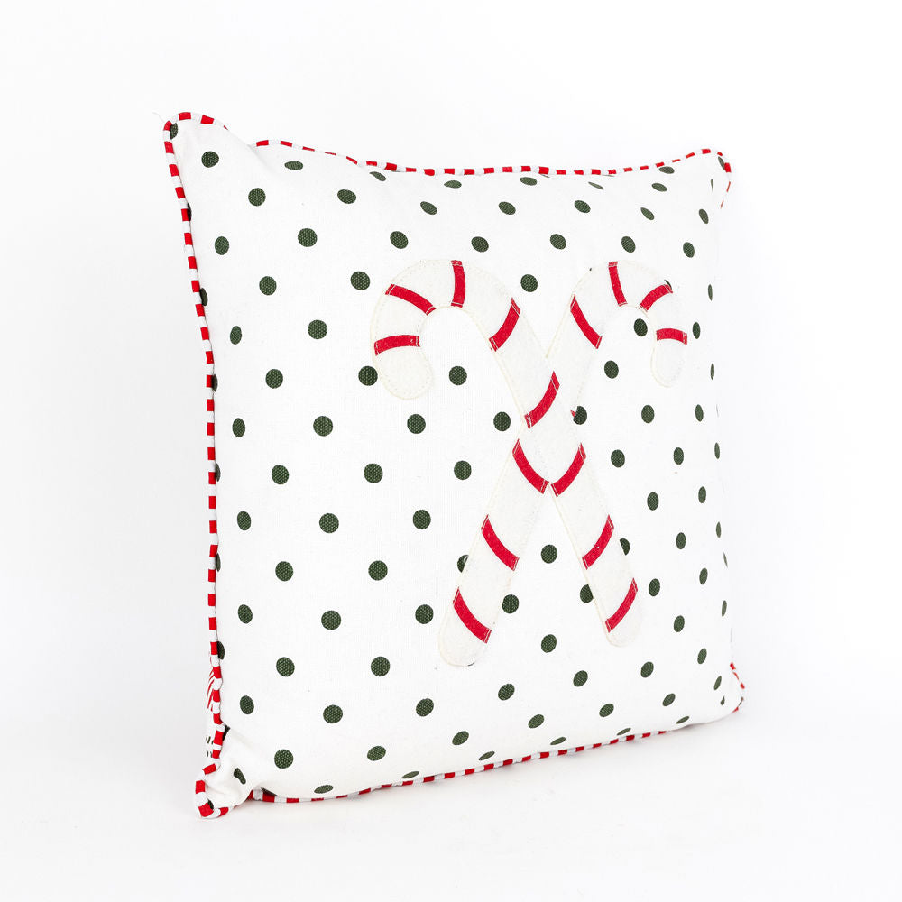 Reversible Checkered/Polka Dot Pillow - Candy Cane Adams Christmas Adams & Co.   